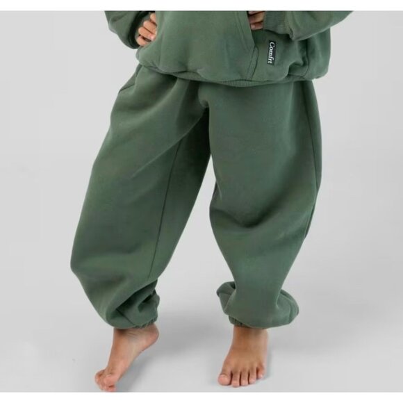 COMFRT Solid Olive Green Kid's Full Length Jogger Sweatpants Size Medium (9-10) - Picture 1 of 9